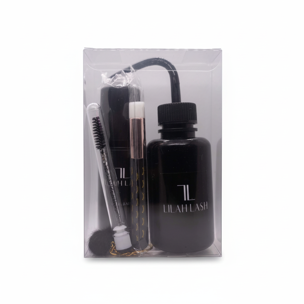 Lilah Lash 4 Piece Lash Bath Kit arranged on a clean white background