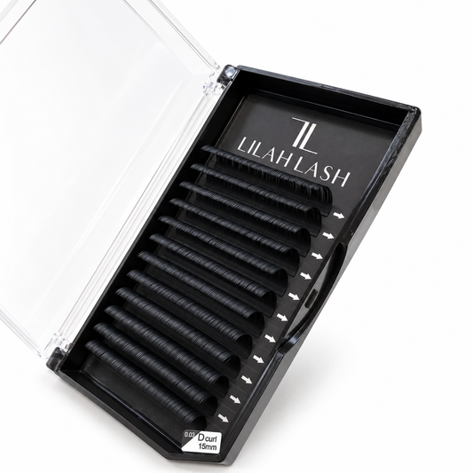 Lilah Lash volume single-length lash tray, 0.03 D curl, 15 mm